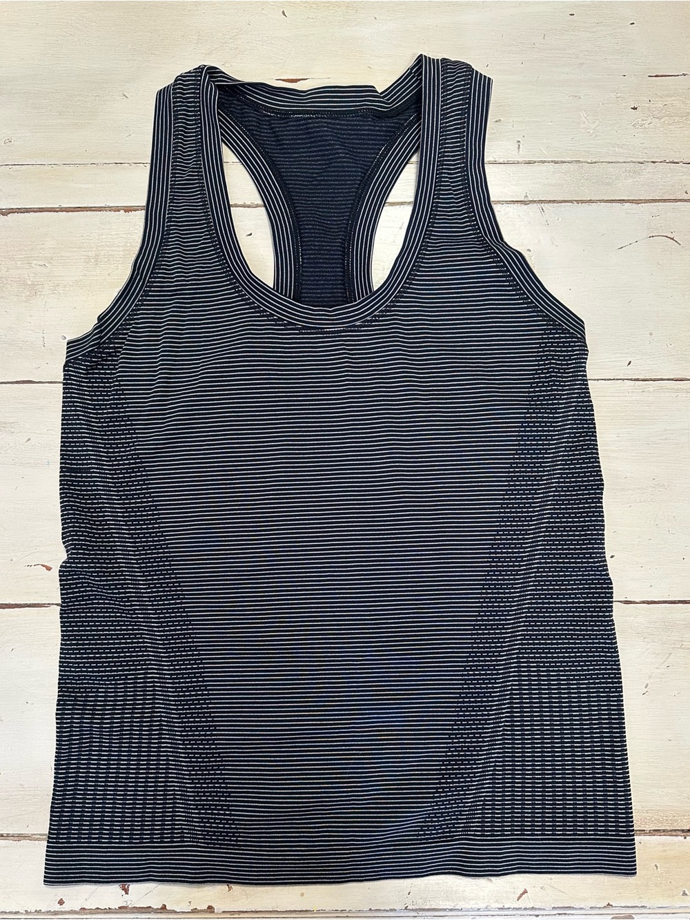Athleta Black and White Striped Racerback Tank